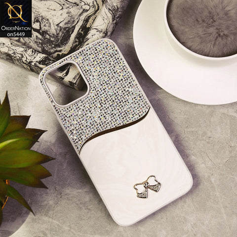 iPhone 12 Pro Max Cover - White - Shiny Glitter Bling Texture Soft Case