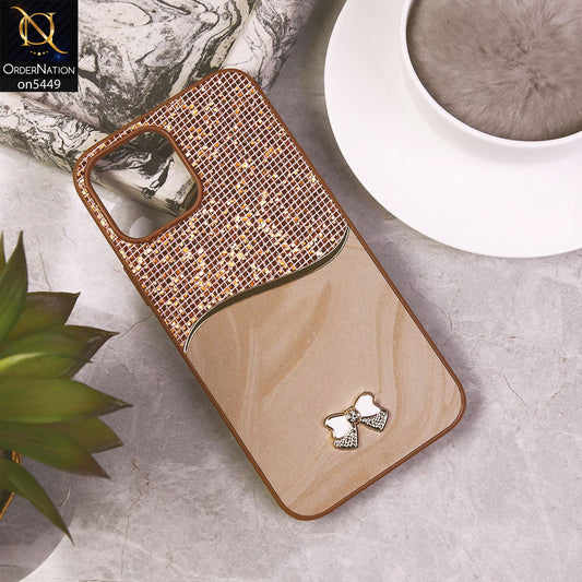 iPhone 13 Pro Cover - Brown - Shiny Glitter Bling Texture Soft Case