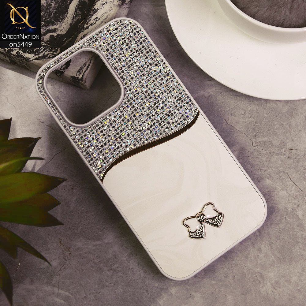 iPhone 13 Pro Max Cover - White - Shiny Glitter Bling Texture Soft Case