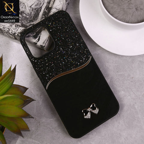 iPhone 14 Pro Max Cover - Black - Shiny Glitter Bling Texture Soft Case