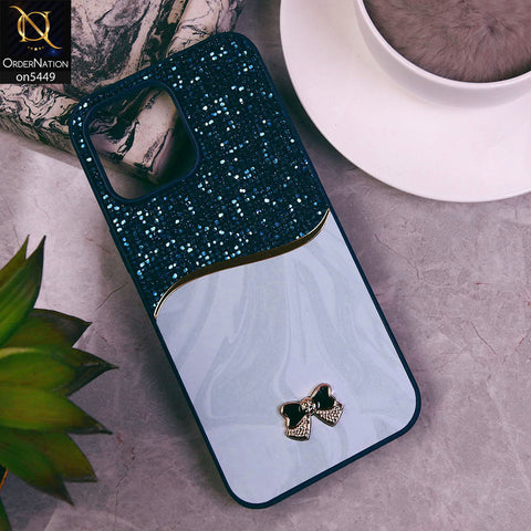 iPhone 14 Pro Max Cover - Blue - Shiny Glitter Bling Texture Soft Case