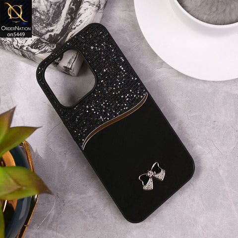 iPhone 15 Pro Cover - Black - Shiny Glitter Bling Texture Soft Case