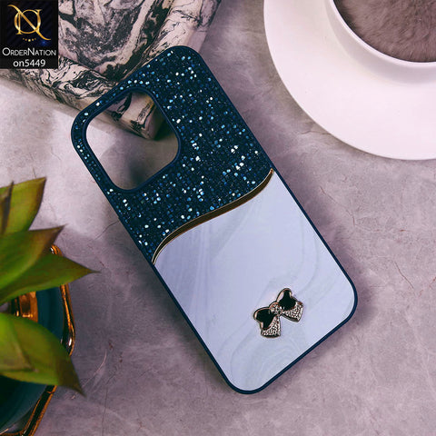 iPhone 15 Pro Cover - Blue - Shiny Glitter Bling Texture Soft Case