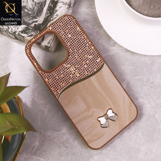 iPhone 15 Pro Cover - Brown - Shiny Glitter Bling Texture Soft Case