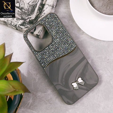 iPhone 15 Pro Cover - Gray - Shiny Glitter Bling Texture Soft Case