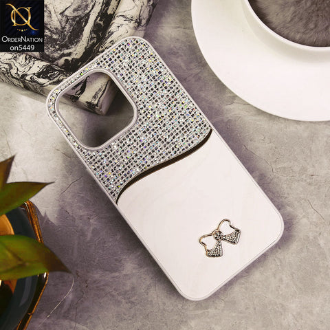 iPhone 15 Pro Cover - White - Shiny Glitter Bling Texture Soft Case