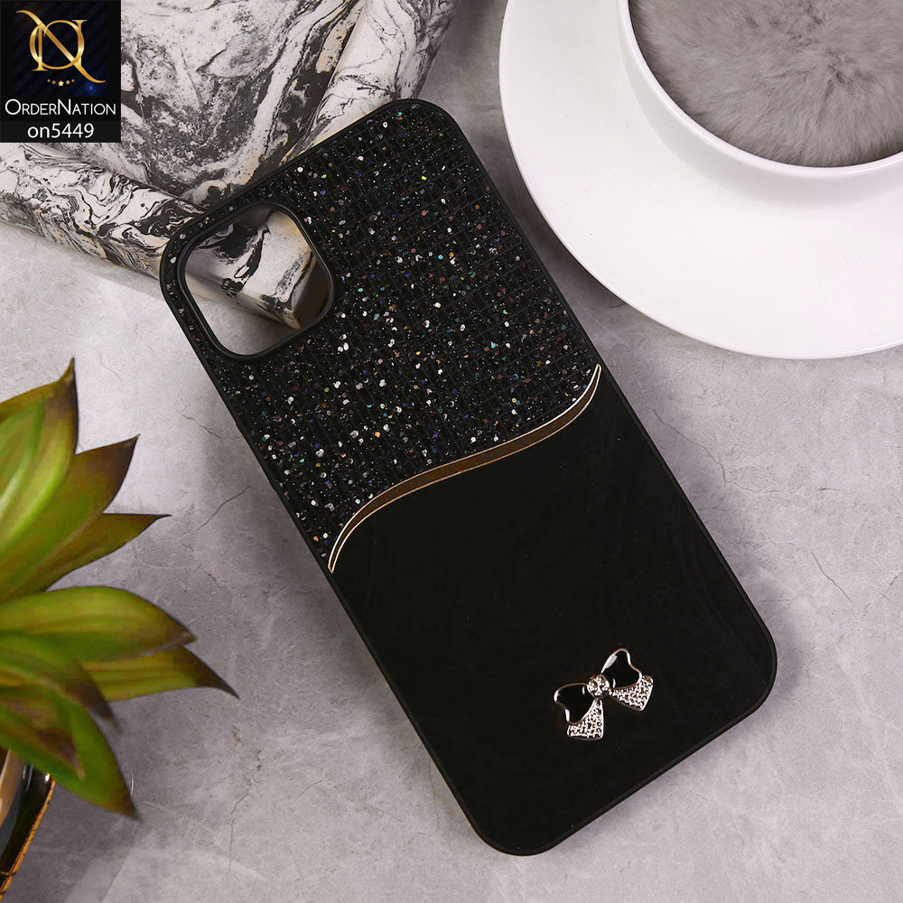 iPhone 15 Plus Cover - Black - Shiny Glitter Bling Texture Soft Case