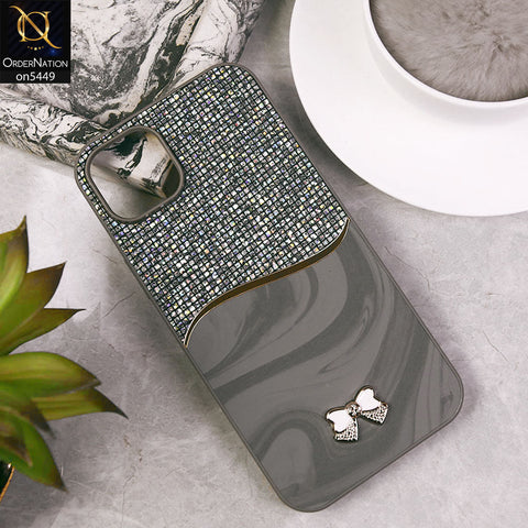 iPhone 15 Plus Cover - Gray - Shiny Glitter Bling Texture Soft Case