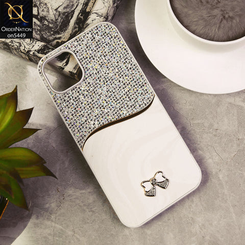 iPhone 15 Plus Cover - White - Shiny Glitter Bling Texture Soft Case
