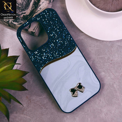 iPhone 15 Pro Max Cover - Blue - Shiny Glitter Bling Texture Soft Case