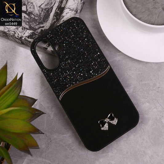 iPhone 16 Cover - Black - Shiny Glitter Bling Texture Soft Case