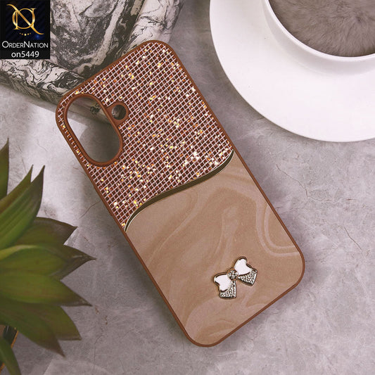 iPhone 16 Cover - Brown - Shiny Glitter Bling Texture Soft Case