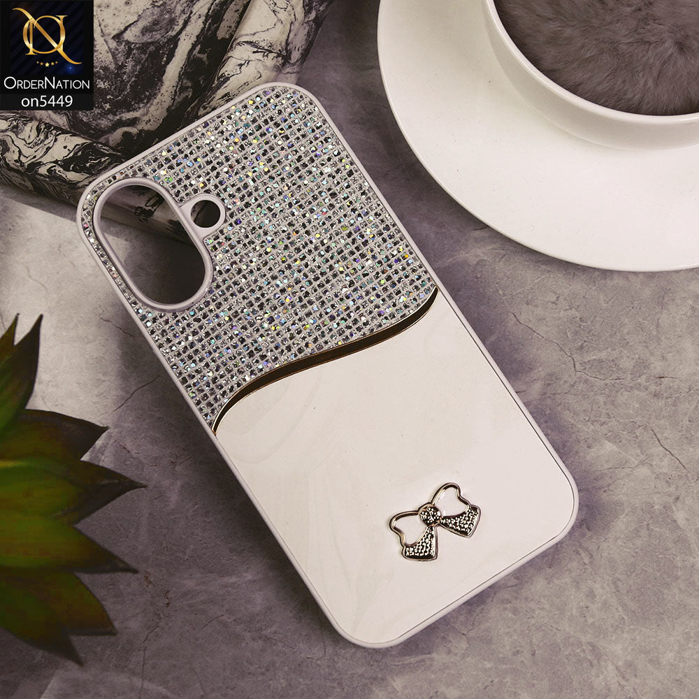 iPhone 16 Cover - White - Shiny Glitter Bling Texture Soft Case
