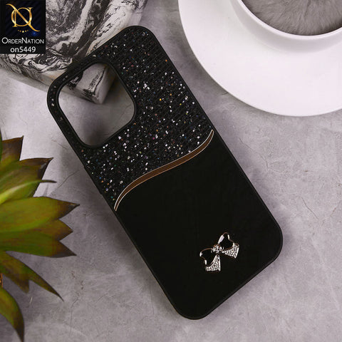 iPhone 16 Pro Cover - Black - Shiny Glitter Bling Texture Soft Case