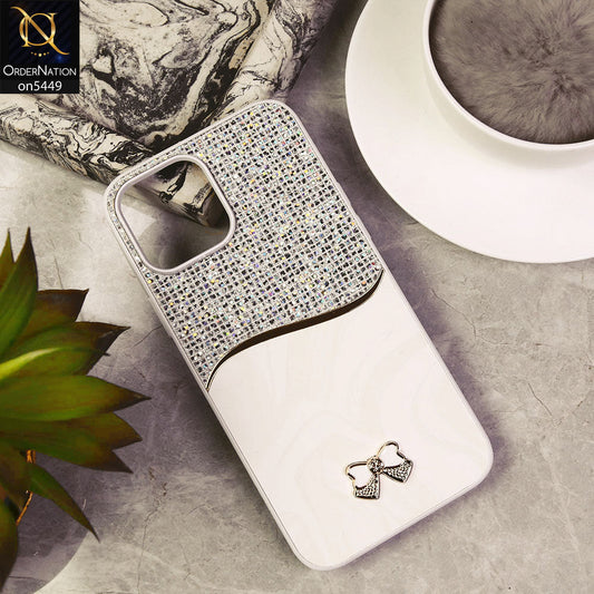 iPhone 16 Pro Max Cover - White - Shiny Glitter Bling Texture Soft Case