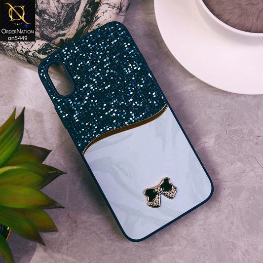 iPhone XS / X  Cover - Blue - Shiny Glitter Bling Texture Soft Case
