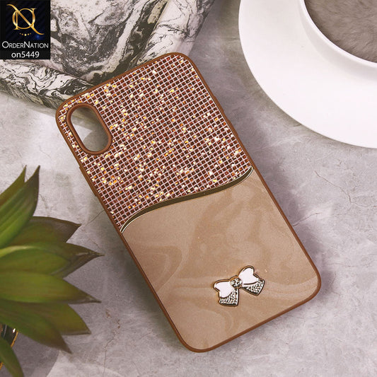 iPhone XS / X  Cover - Brown - Shiny Glitter Bling Texture Soft Case