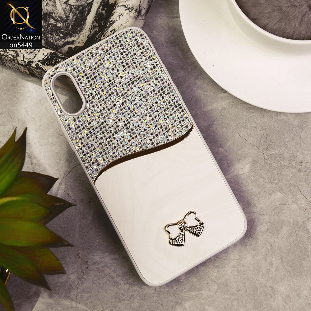 iPhone XS / X  Cover - White - Shiny Glitter Bling Texture Soft Case