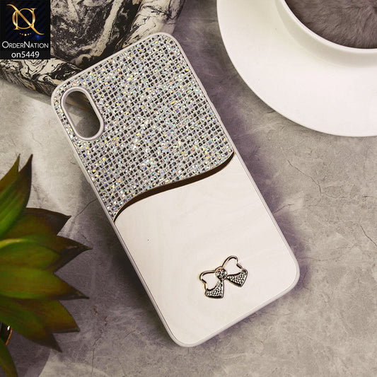 iPhone XS / X  Cover - White - Shiny Glitter Bling Texture Soft Case