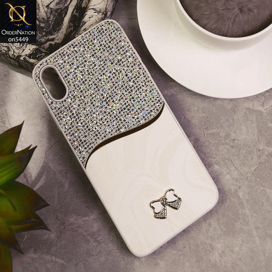 iPhone XS Max  Cover - White - Shiny Glitter Bling Texture Soft Case