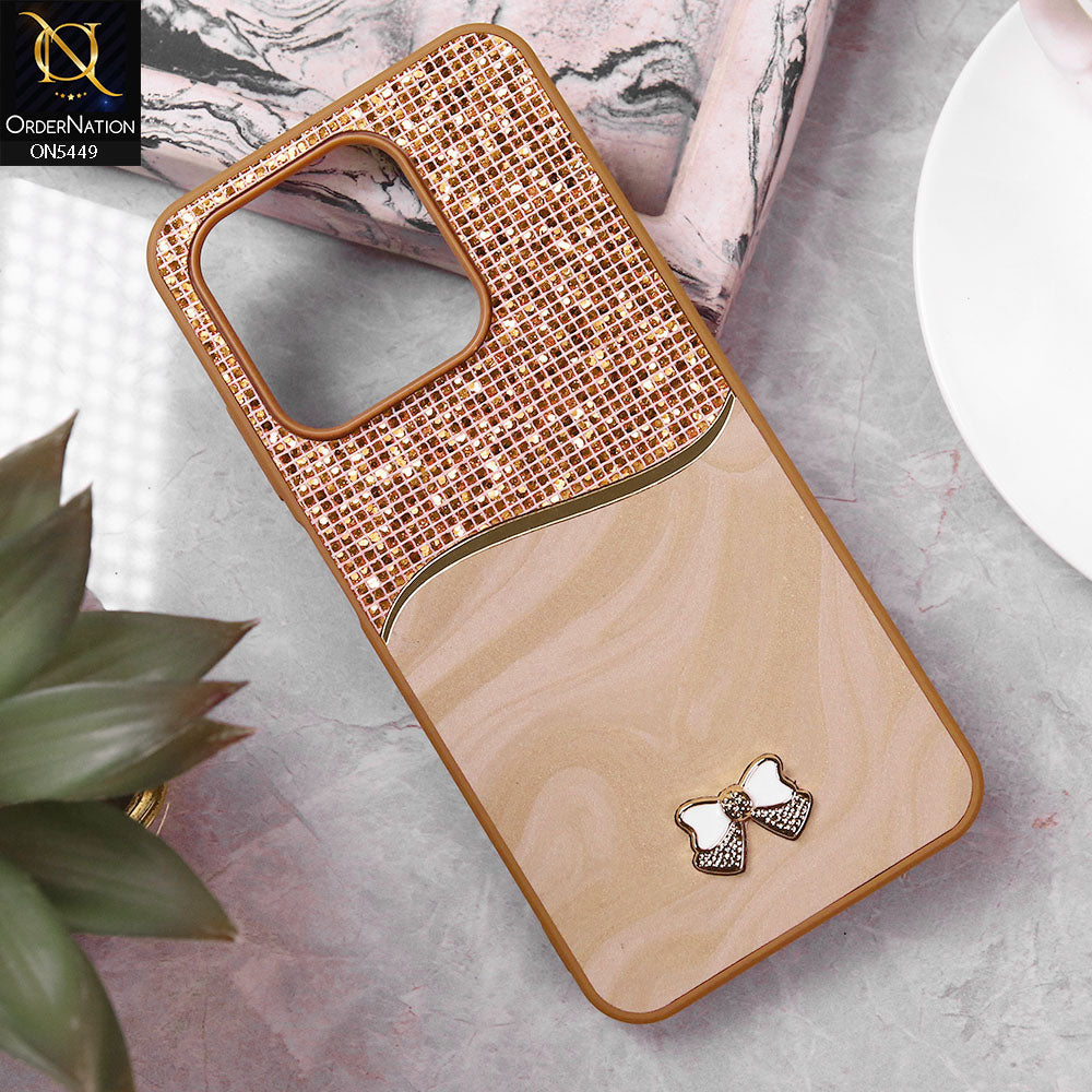 Xiaomi Redmi Note 14 4G Cover - Brown - Shiny Glitter Bling Texture Soft Case