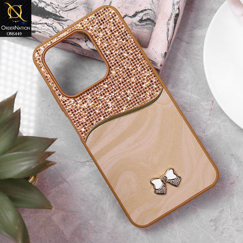 Xiaomi Redmi Note 14 4G Cover - Brown - Shiny Glitter Bling Texture Soft Case