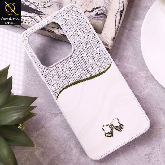 Xiaomi Redmi Note 14 4G Cover - White - Shiny Glitter Bling Texture Soft Case