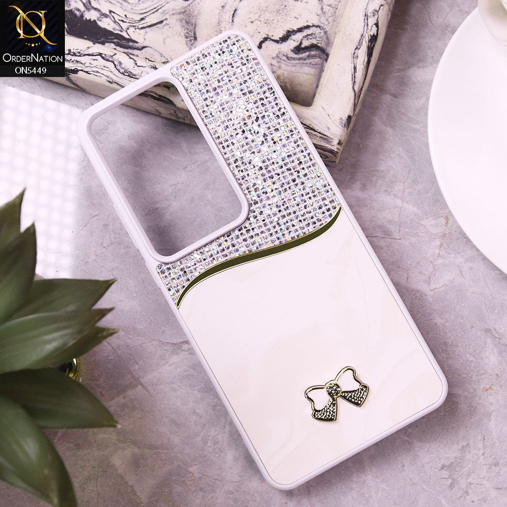 Oppo Reno 11F 5G Cover - White - Shiny Glitter Bling Texture Soft Case
