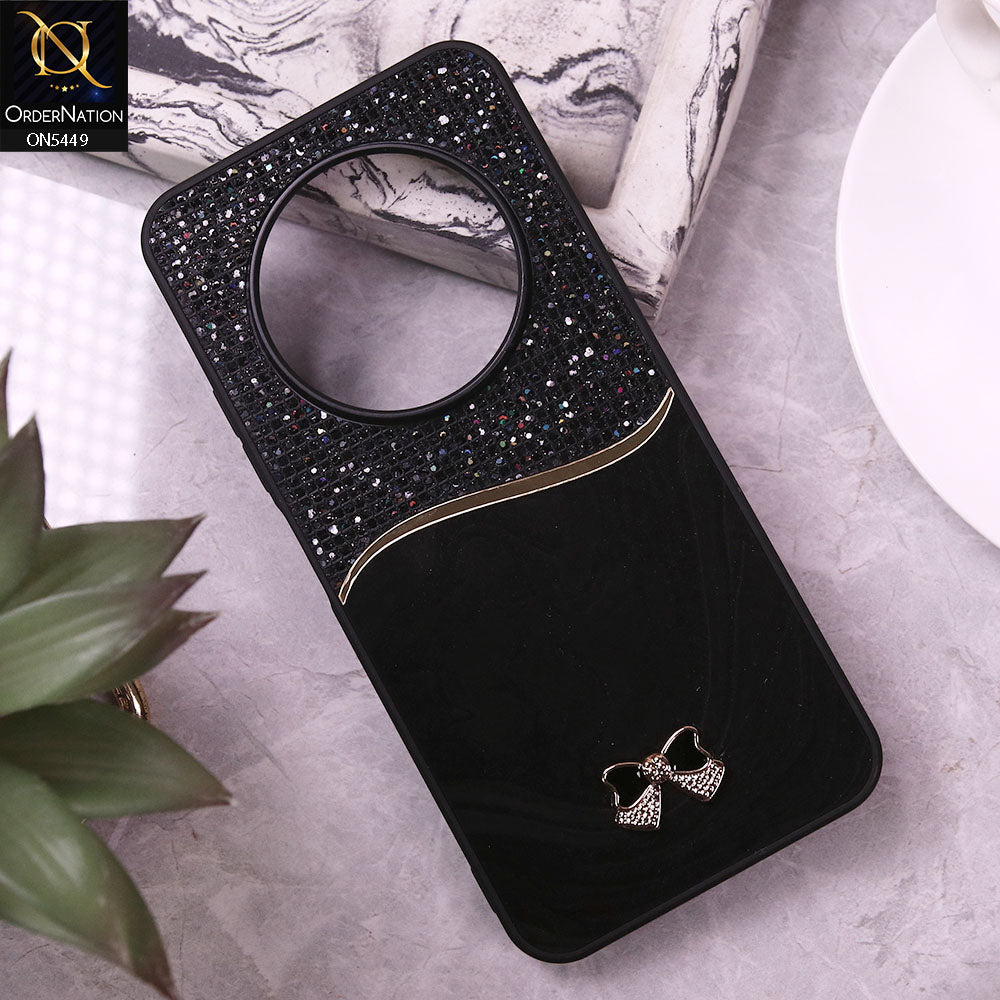 Oppo Reno 12F Cover - Black - Shiny Glitter Bling Texture Soft Case