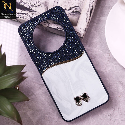 Oppo Reno 12F Cover - Blue - Shiny Glitter Bling Texture Soft Case
