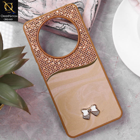 Oppo Reno 12F Cover - Brown - Shiny Glitter Bling Texture Soft Case