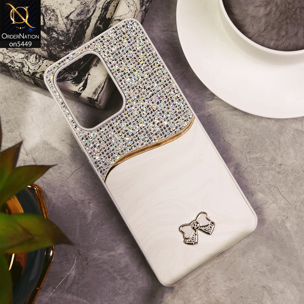 Oppo Reno13 F 4G  Cover - White - Shiny Glitter Bling Texture Soft Case