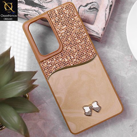 Samsung Galaxy S21 Ultra Cover - Brown - Shiny Glitter Bling Texture Soft Case