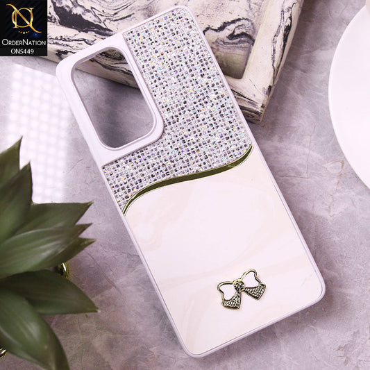 Samsung Galaxy S21 Ultra Cover - White - Shiny Glitter Bling Texture Soft Case