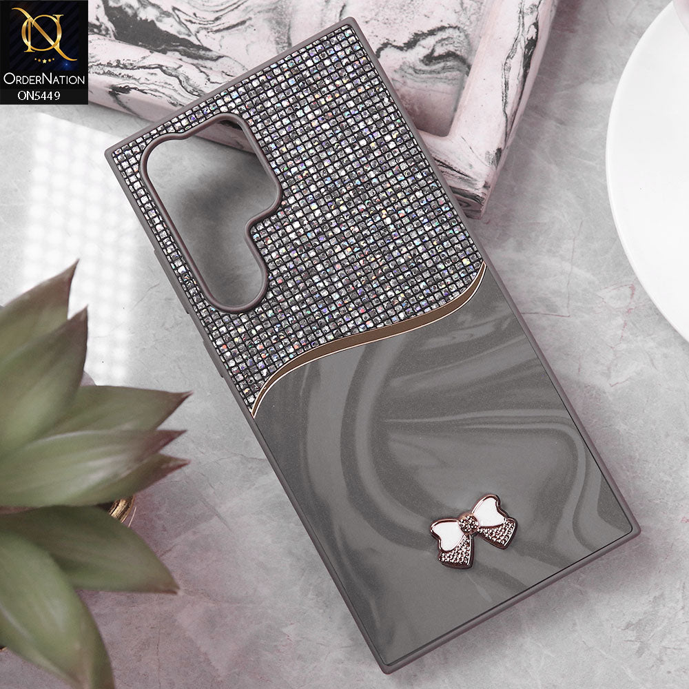 Samsung Galaxy S24 Ultra Cover - Gray - Shiny Glitter Bling Texture Soft Case