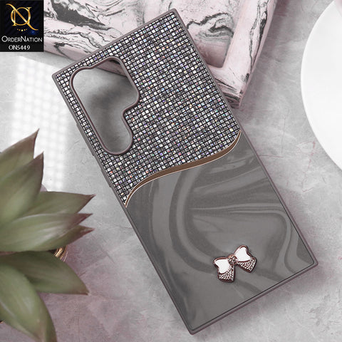 Samsung Galaxy S24 Ultra Cover - Gray - Shiny Glitter Bling Texture Soft Case