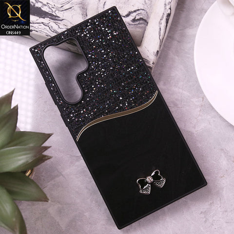 Samsung Galaxy S23 Ultra Cover - Black - Shiny Glitter Bling Texture Soft Case