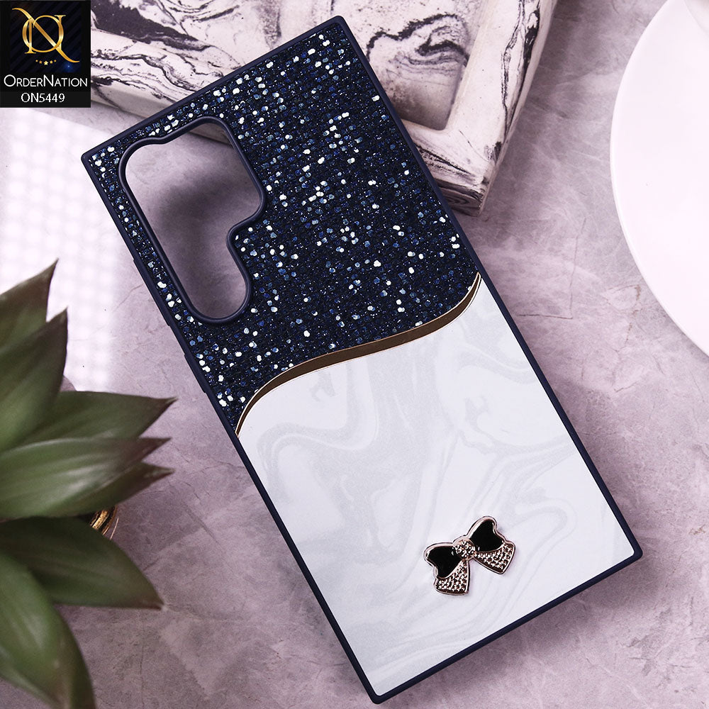 Samsung Galaxy S23 Ultra Cover - Blue - Shiny Glitter Bling Texture Soft Case