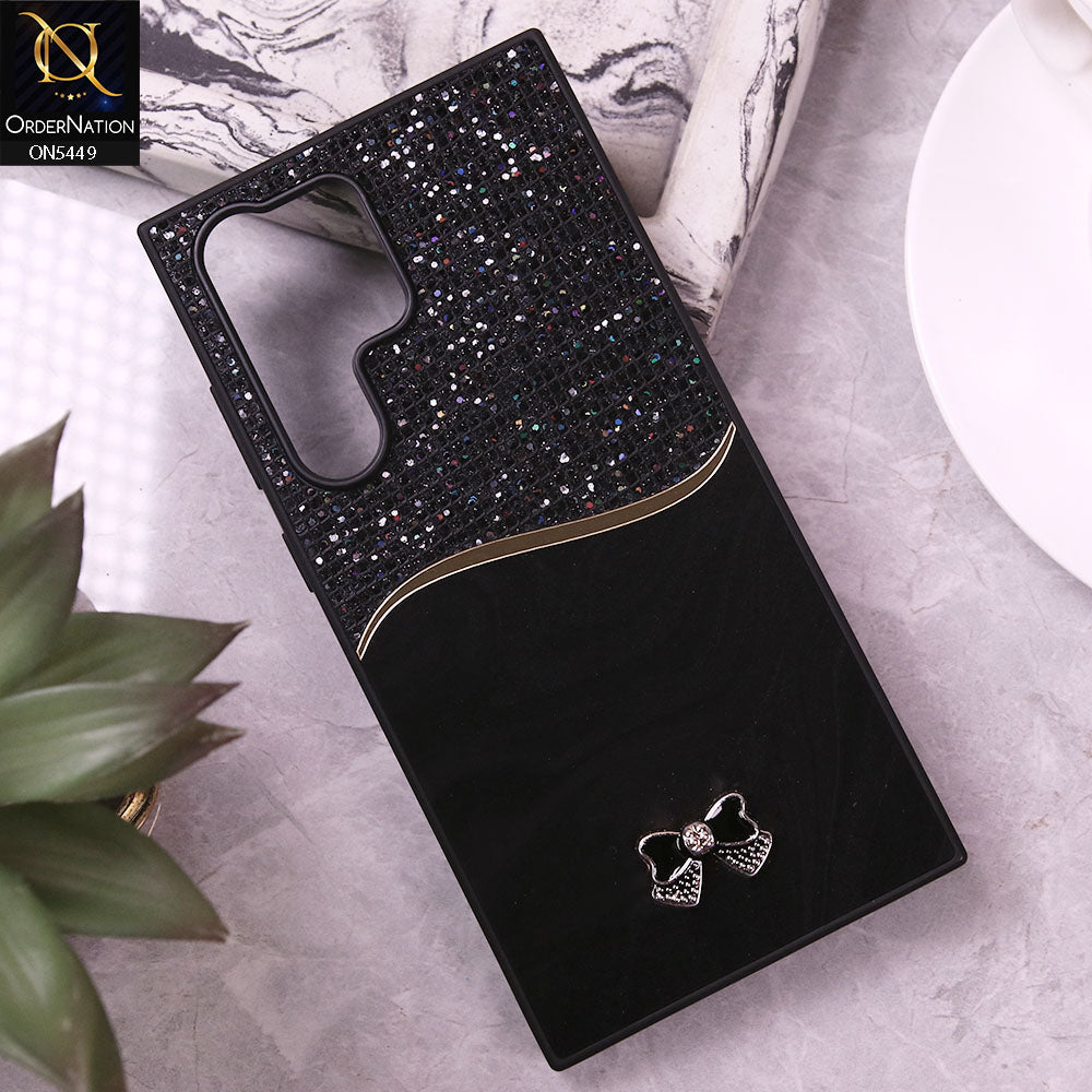 Samsung Galaxy S24 Ultra Cover - Black - Shiny Glitter Bling Texture Soft Case