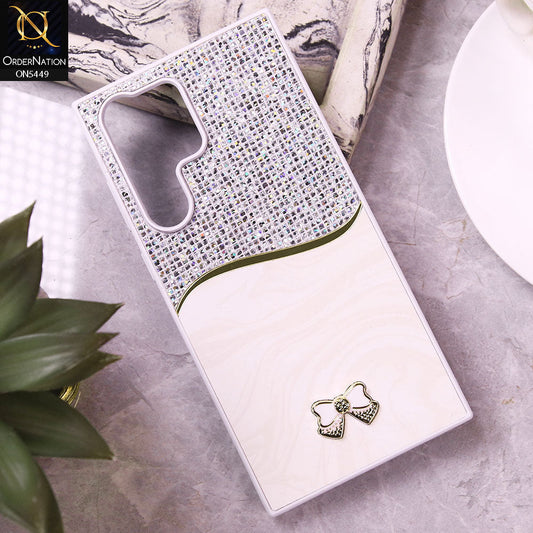 Samsung Galaxy S24 Ultra Cover - White - Shiny Glitter Bling Texture Soft Case