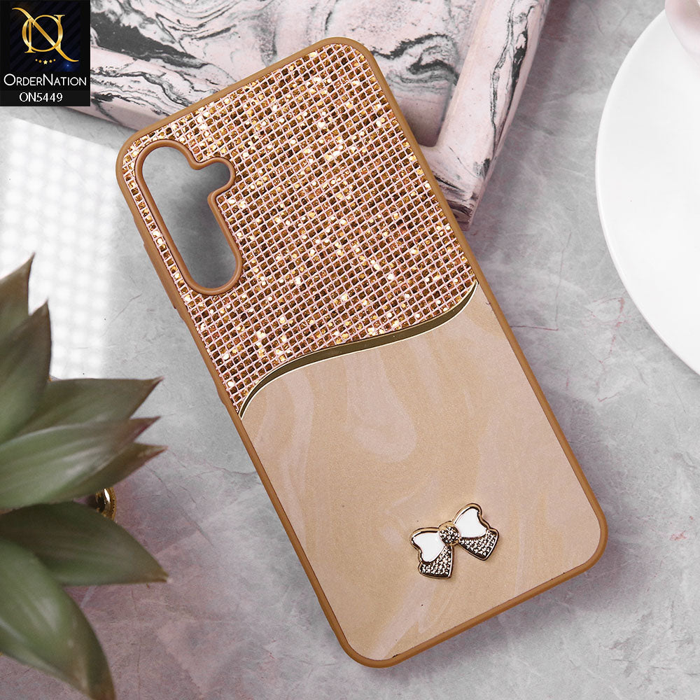 Samsung Galaxy A15 4G Cover - Brown - Shiny Glitter Bling Texture Soft Case