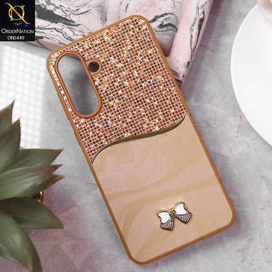 Samsung Galaxy A56 Cover - Brown - Shiny Glitter Bling Texture Soft Case