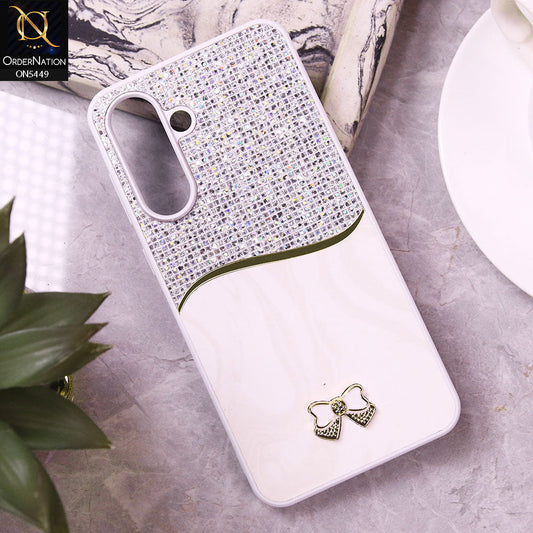 Samsung Galaxy A56 Cover - White - Shiny Glitter Bling Texture Soft Case