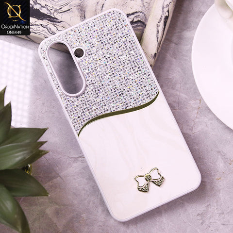 Samsung Galaxy A36 Cover - White - Shiny Glitter Bling Texture Soft Case