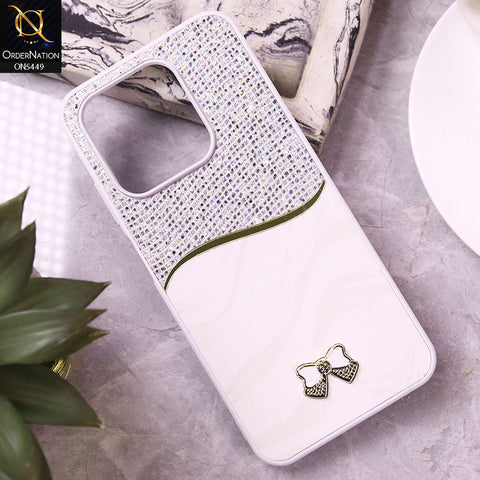 Infinix Hot 50i Cover - White - Shiny Glitter Bling Texture Soft Case