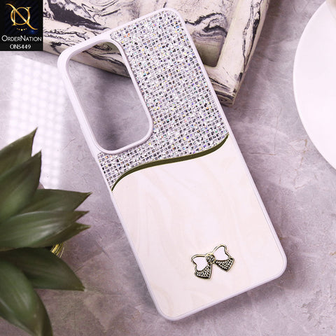 Vivo Y19s Cover - White - Shiny Glitter Bling Texture Soft Case
