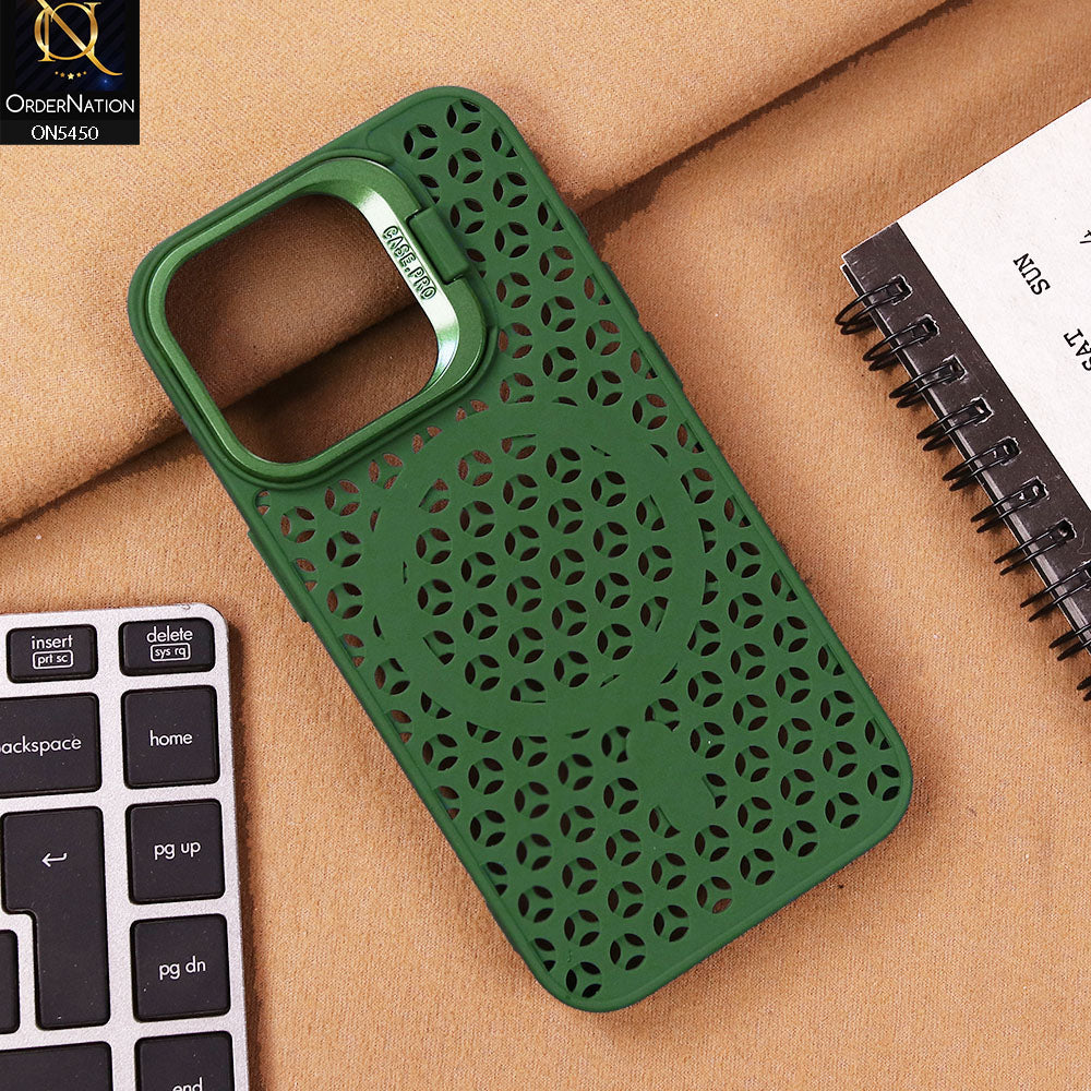 iPhone 13 Pro Max Cover - Dark Green - Premium Heat Dissipation Kickstand Soft sillicon Megsafe case