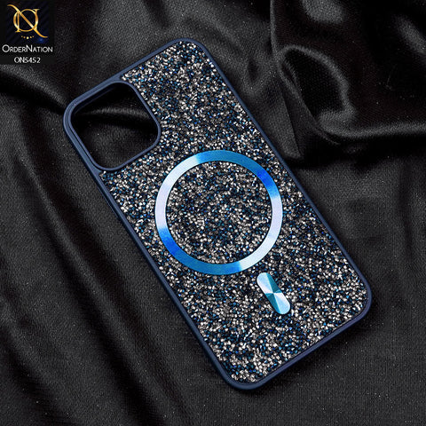 iPhone 12 Pro Cover - Blue - Luxury Bling Crystalline Rhinestones Shiny Glitter Magsafe Soft Borders Case