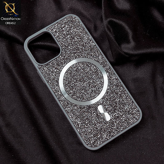 iPhone 14 Cover - Titanium Gray - Luxury Bling Crystalline Rhinestones Shiny Glitter Magsafe Soft Borders Case