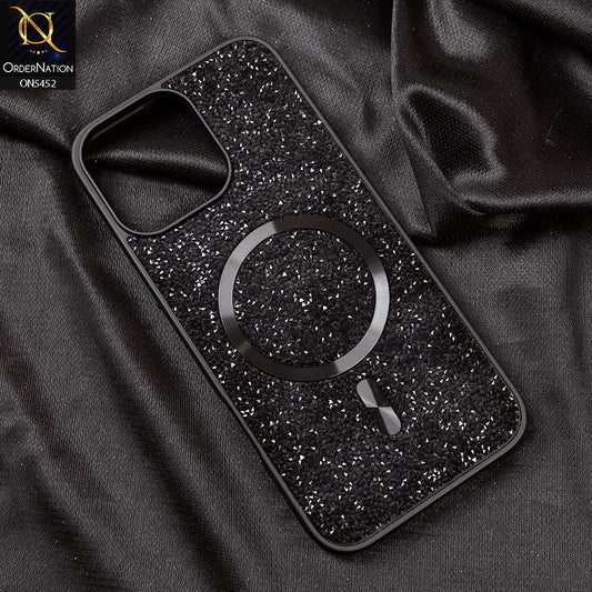 iPhone 13 Pro Max Cover - Black - Luxury Bling Crystalline Rhinestones Shiny Glitter Magsafe Soft Borders Case